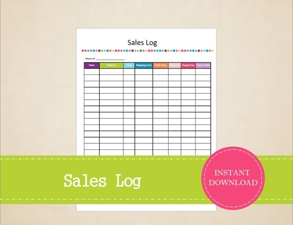 Etsy Shop Sales Log Business Planner Printable and