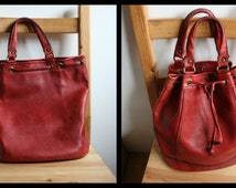 Popular items for red leather bag on Etsy