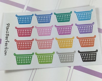Laundry Basket Planner Stickers- Perfect for Planning in Erin Condren, Plum Planner, InkWell, and KikkiK