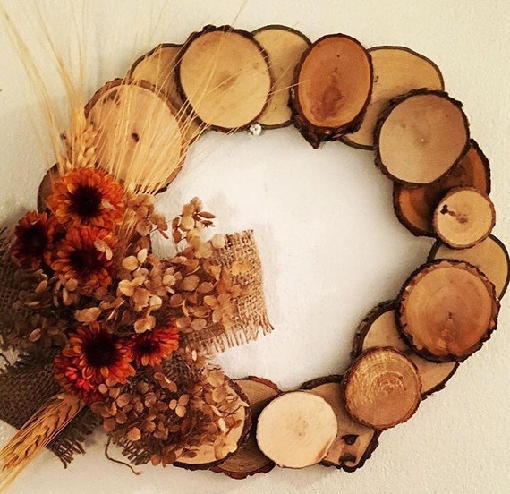 Wood Slice Wreath Branch Wreath Fall Wreath By PrettyThingsLI