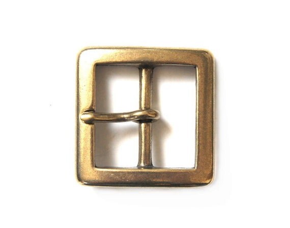 Brass Square Buckle Solid Single Double Prong Garrison Leather