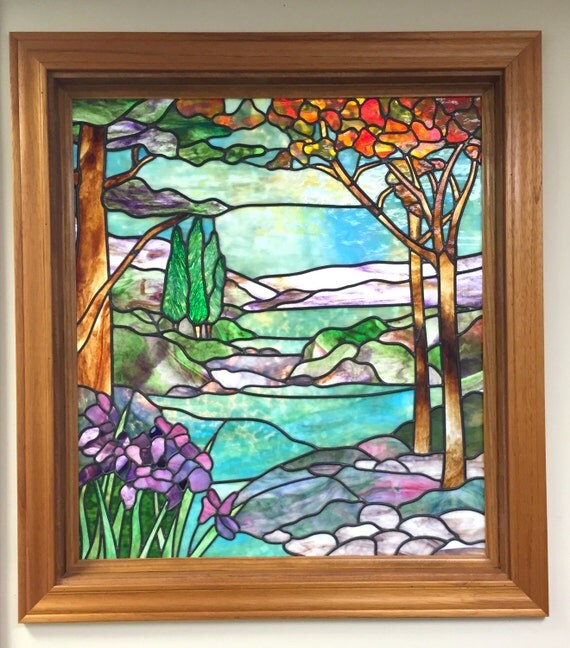 Items similar to Stained Glass Landscape Panel on Etsy