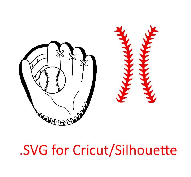 Baseball glove and stitches SVG Softball by OhThisDigitalFun