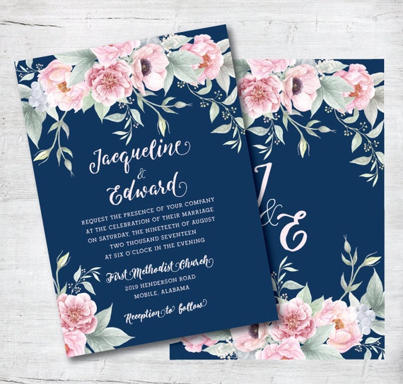 Navy And Blush Wedding Invitations 9