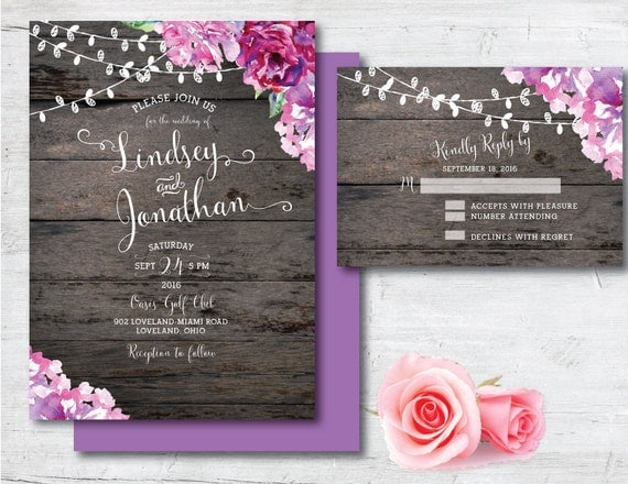 Purple Rustic Wedding Invitations 5