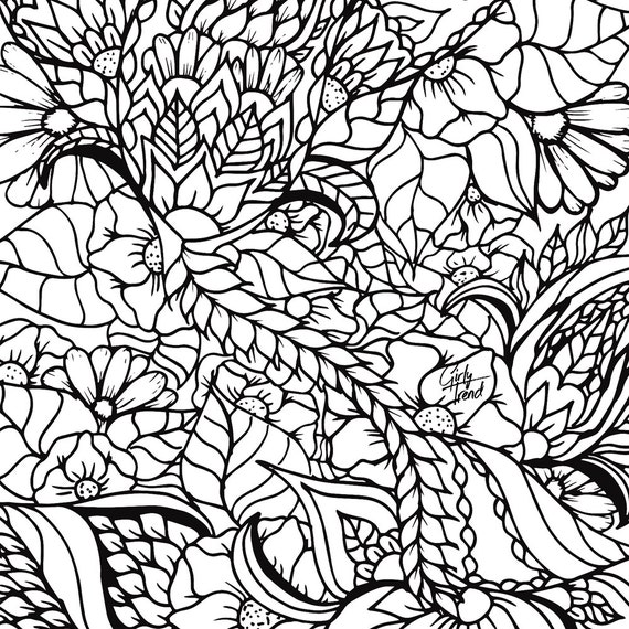 Download Adult Coloring Page | Floral botanical | INSTANT Download Print Your Own Coloring Pages ...