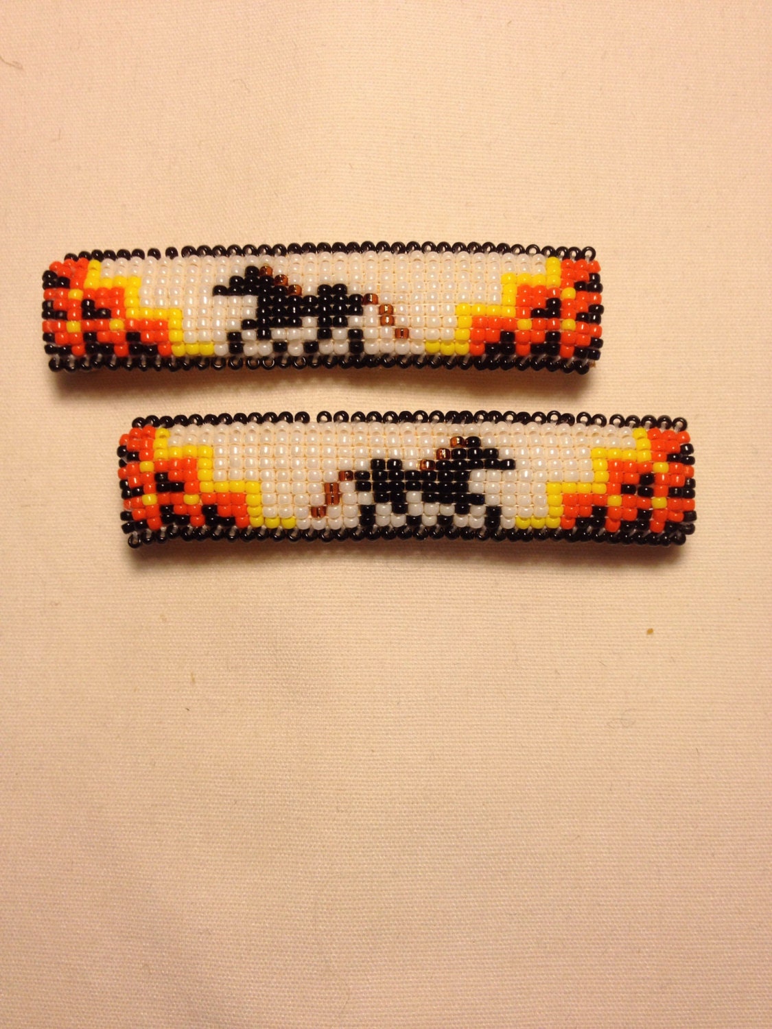 Native American beaded barrettes.