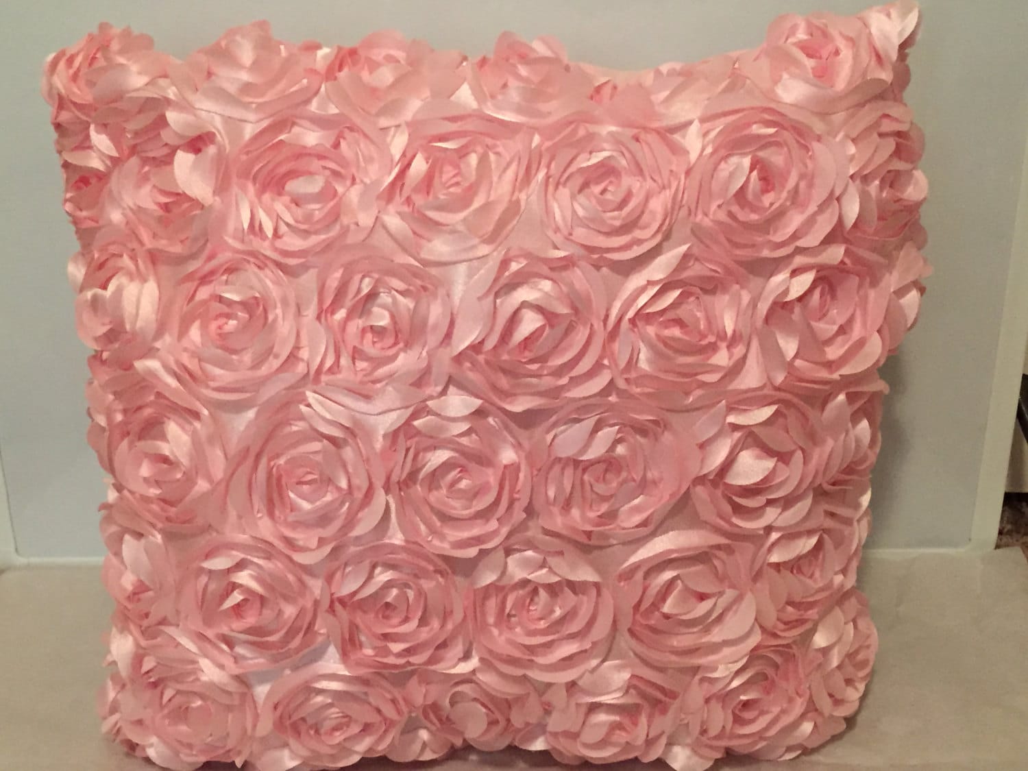 Light Pink Raised Flower Throw Pillow
