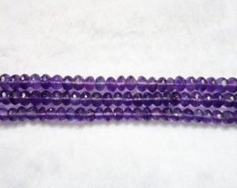 Amethyst Faceted Rondelle Beads, African Amethyst Faceted Rondelle Beads, Amethyst Beads