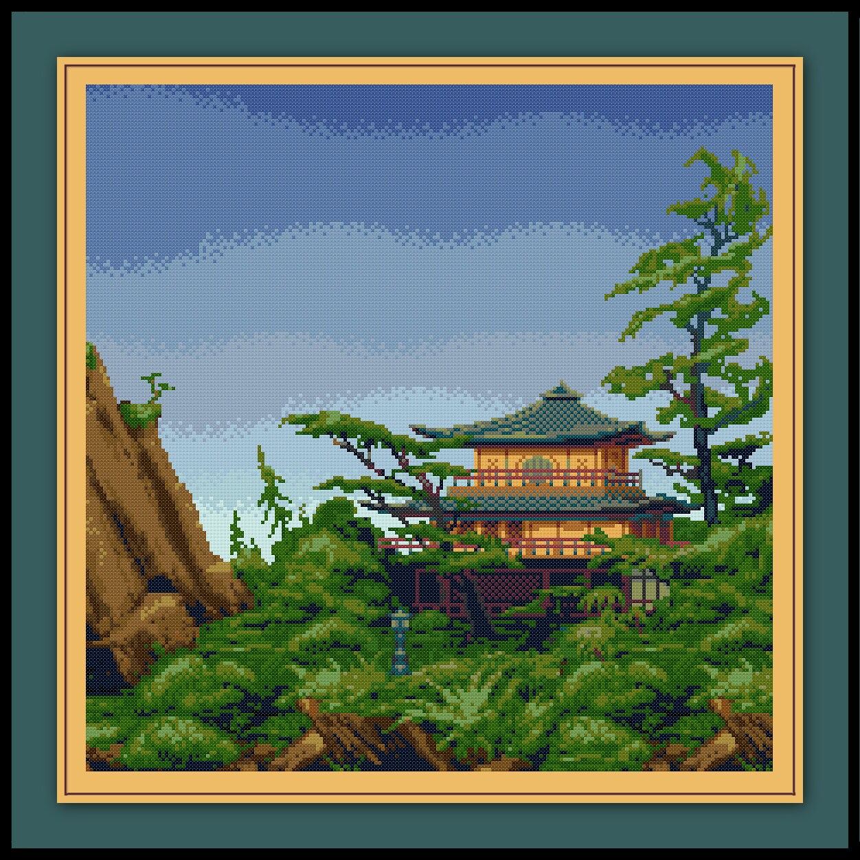 Japanese Cross Stitch Pattern Asian Pagoda by SpriteStitches