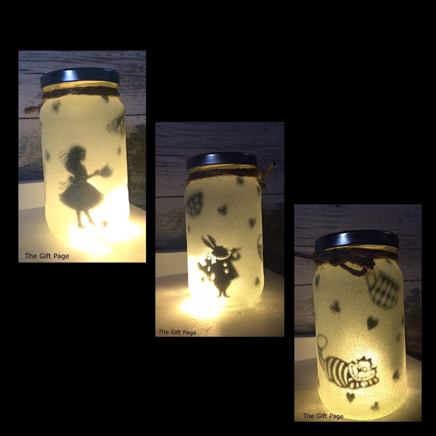 jar lighting etsy mason lighting Night light in mood Theme Alice Fairy Wonderland