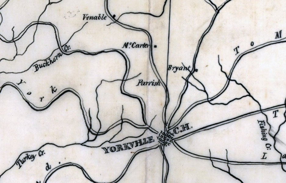 1825 Map of York County South Carolina by GenealogicalSurveyor