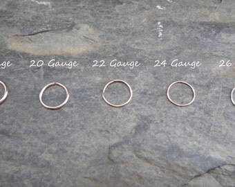 14k rose gold filled nose ring, lip ring, septum ring, ear ring, for piercing. 0.925. Made at your size. 18, 20, 22, 24, 26 gauge.