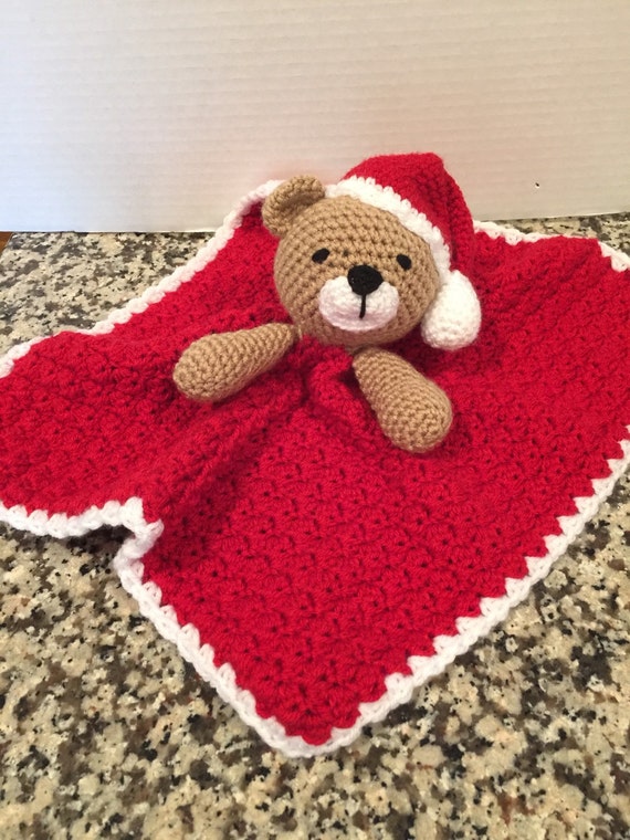 Crochet Christmas Red Teddy Bear Snuggle by