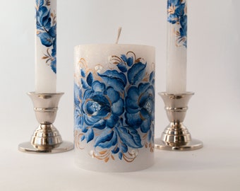 Rustic wedding candle wedding unity candle set cobalt blue wedding decorations wedding centerpiece wedding accessories wedding favor