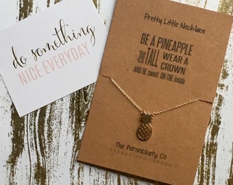 Pretty Little Necklace - Be A Pineapple, Stand Tall, Wear A Crown And Be Sweet On The Inside -rose gold