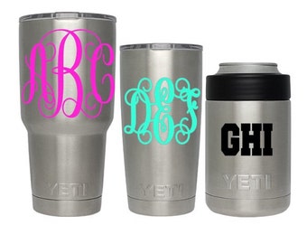 Monogram Decal, Monogram Sticker, Car Decal, Monogram Tumbler, Yeti Decal for Men, Yeti Decal for Women, Glitter Vine Monogram Decal
