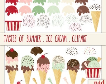 Summer Tastes - Ice cream & Gelato - Clipart - Digital Collage, PNG, Instant Download
