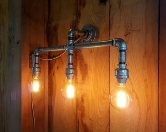 Vanity light | Etsy - Rustic Industrial Lighting- Industrial Vanity Light- Galvanized Pipe Wall  Light- Edison Bulb Barn light- Rustic Vanity- FREE SHIPPING