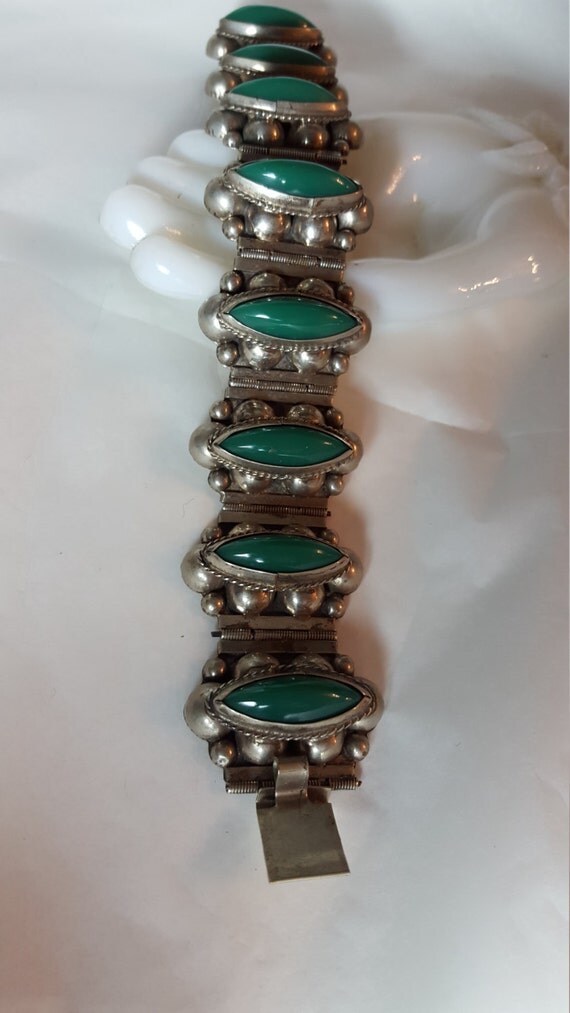 Taxco mexico green onyx bracelet