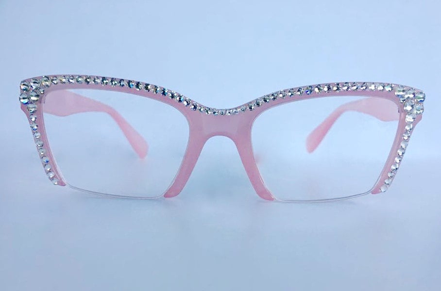 pink rhinestone reading glasses