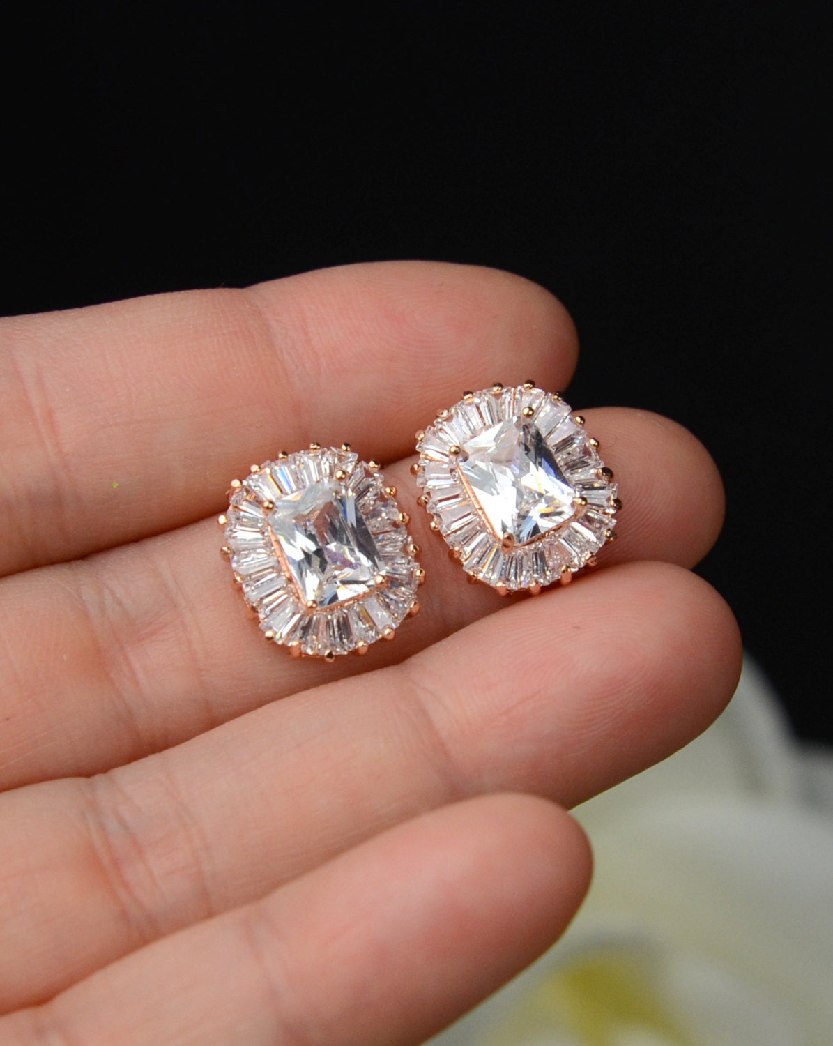 Square stud earringssquare dangle earrings rose gold