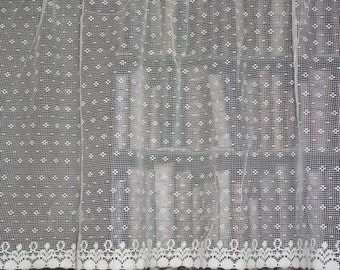 Vintage Polka Dots Pretty cotton Nottingham lace valance cafe curtain per metre 12" gustavian design