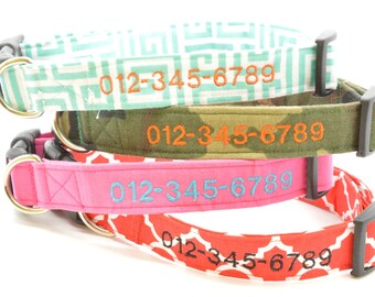 Add a Personalized Monogram Phone Number ONLY to Any Dog Collar in Our Store - Choose Color Embroidery - Collar MUST be Purchased Separately