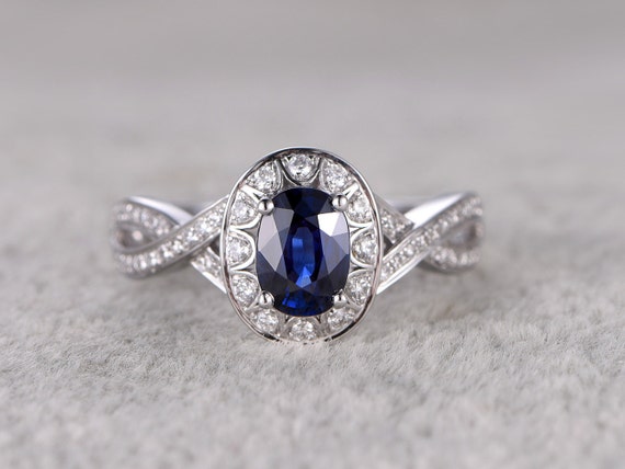 1.18ctw Natural Sapphire Engagement ringCurved Loop Diamond