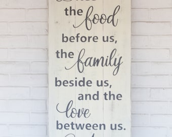 Bless the food before us | rustic wood sign | kitchen wall decor | bless the food before us wood sign | prayer sign | 16.5" x 36"
