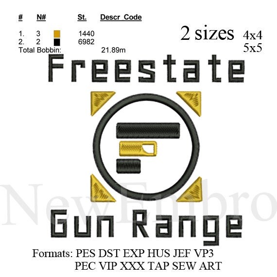 Gun Range logo Embroidery Designs Machine Embroidery by NewEmbro