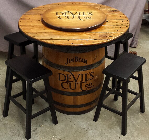 Jim Beam Devil's Cut barrel table for rustic home by WhiskeyCartel