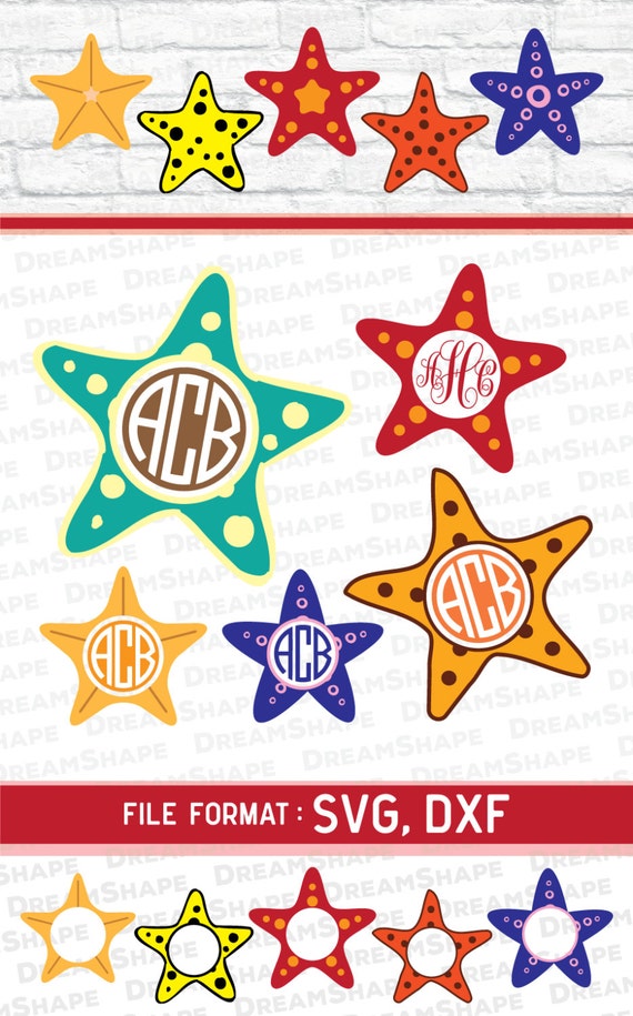 Download Starfish SVG Files Starfish Monogram SVG Cut File for Cricut