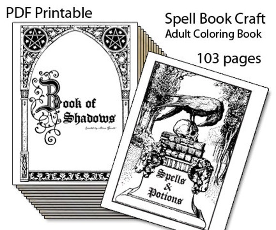 Book of Shadows Printable Spell Book Adult Coloring Book