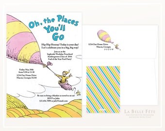 Items similar to Seuss Oh the Places You'll Go Graduation Invitation ...