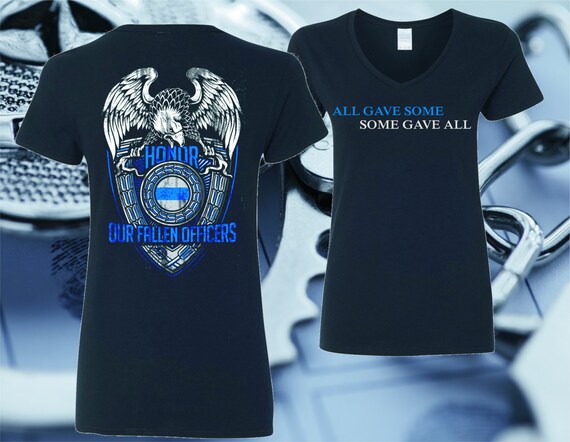 Thin Blue Line Honor Our Fallen Officers Ladies V 1509