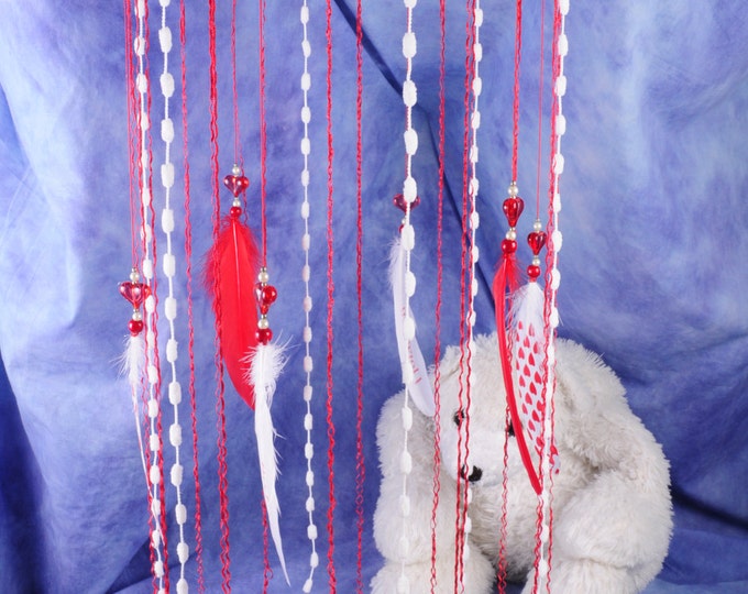 Red Baby Mobile handmade exclusive Dreamcatcher bedroom Baby Mobiles bedding Dream Catcher Kids Dream catchers Roses red balance of newborn