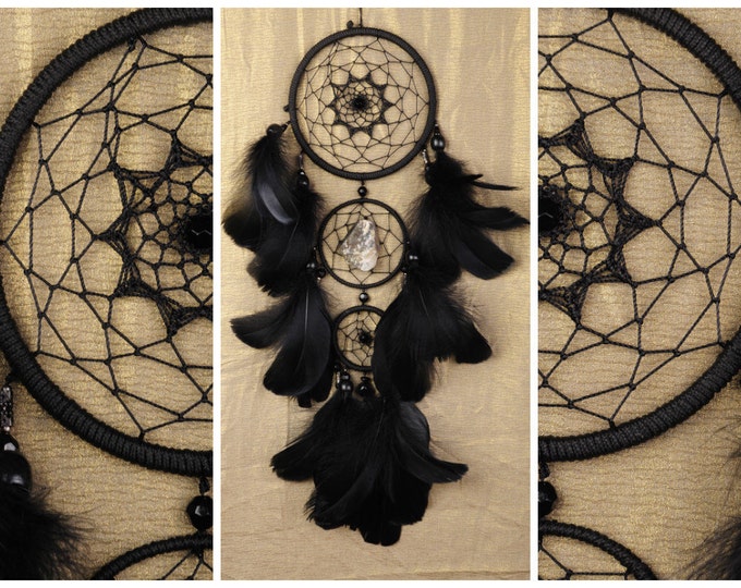 Dreamcatcher black Dream Catcher Large Dreamcatcher Dream сatcher gift idea dreamcatcher boho dreamcatchers wall handmade gift agate druse