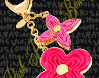 Handmade, Laminated Louis Vuitton Pink Flower Charm Dashboard to fit your Vuitton Agendas/Planners/Organizers
