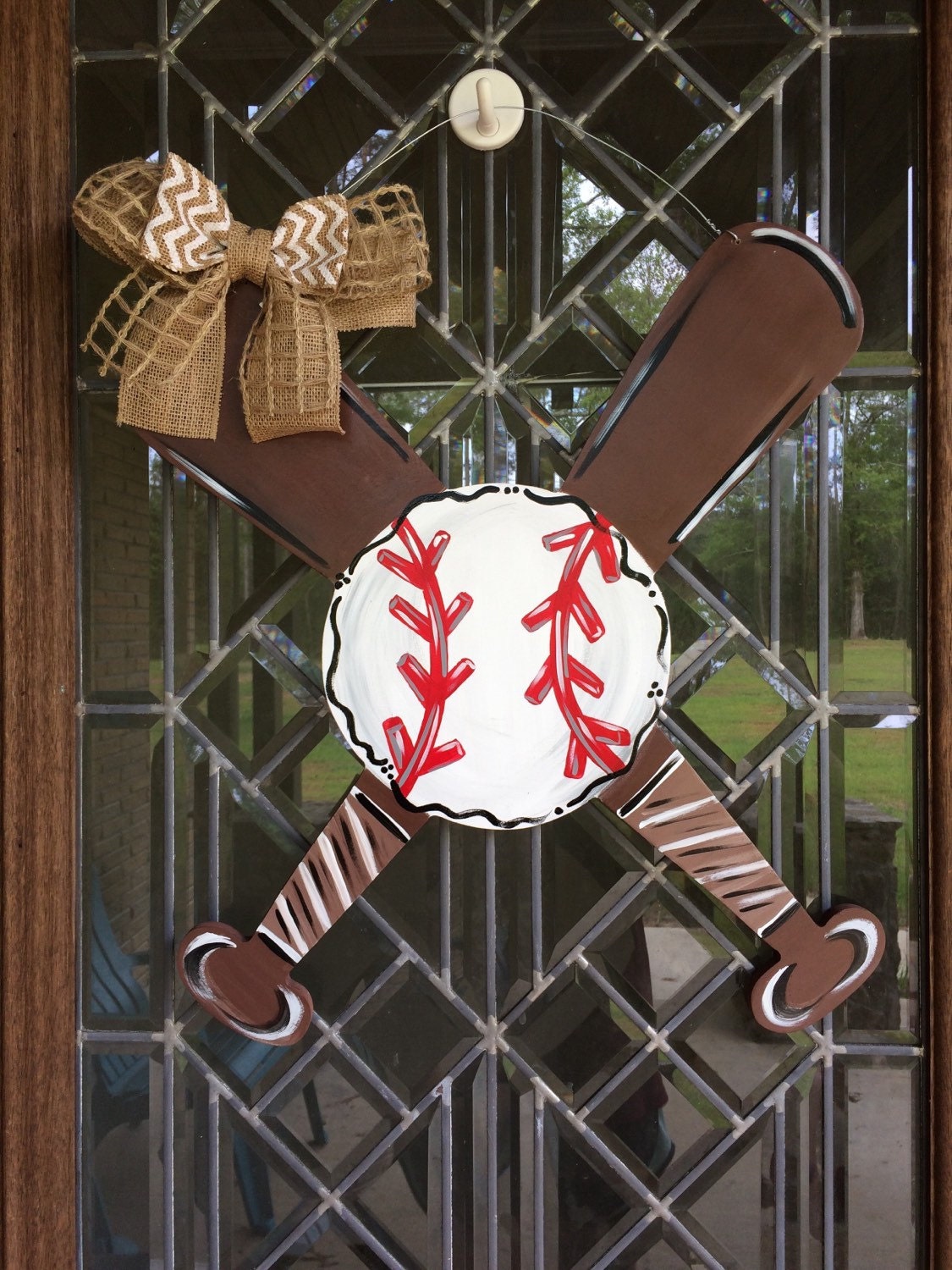 Bat and Baseball sports door hanger by aWhitofWhimsy on Etsy