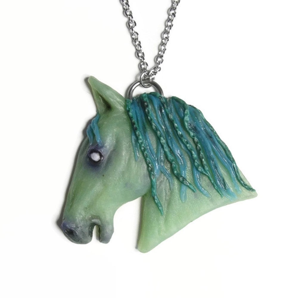 Kelpie Necklace Water Horse Pendant Hand Sculpted Polymer