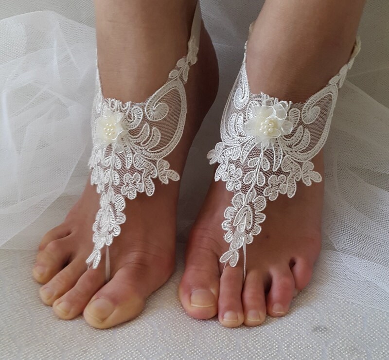 ivory lace wedding sandals free shipping5 sets of bridesmaid