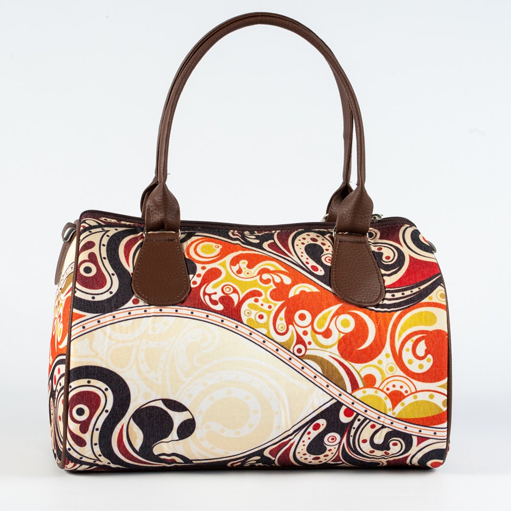 Light Summer Handbag with Abstract Print in Brown by MyBrightBag