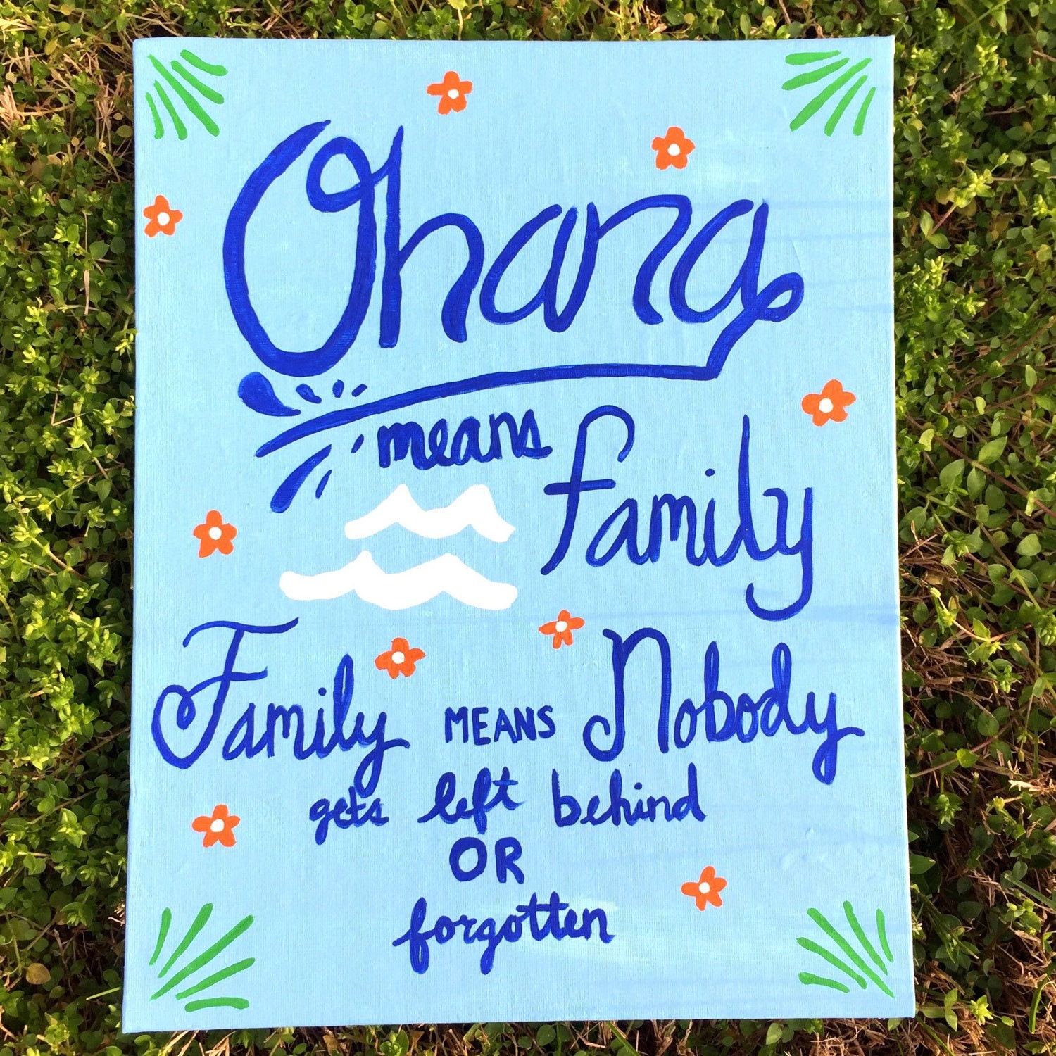 Disney Quote Canvas: Ohana means family. Family means nobody