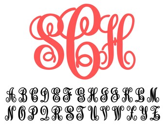 Monogram vine letter font like font Font Letters svg eps dxf png Cut file for Silhouette or Circuit