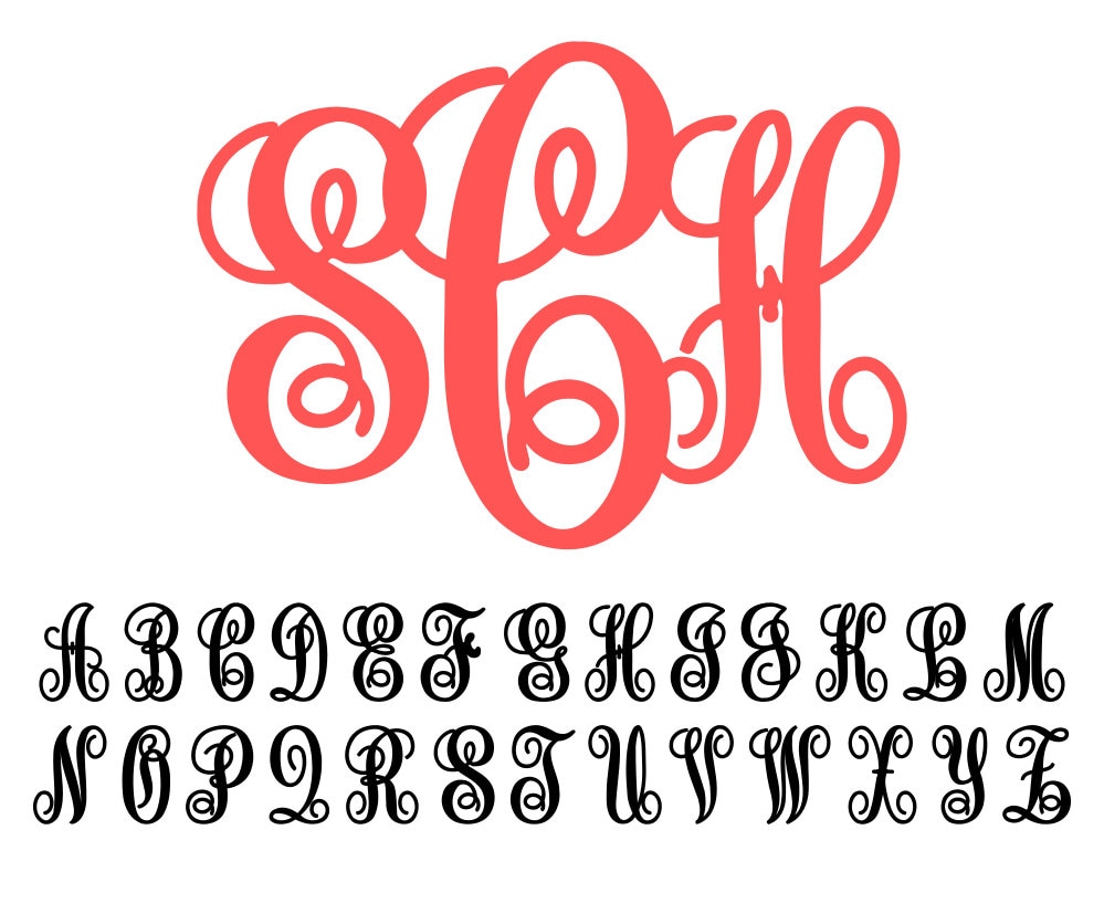 Monogram vine letter font like font Font Letters svg eps dxf
