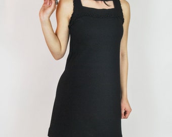 Vintage 1960's Gay Gibson Black Ruffle mini dress with cut out
