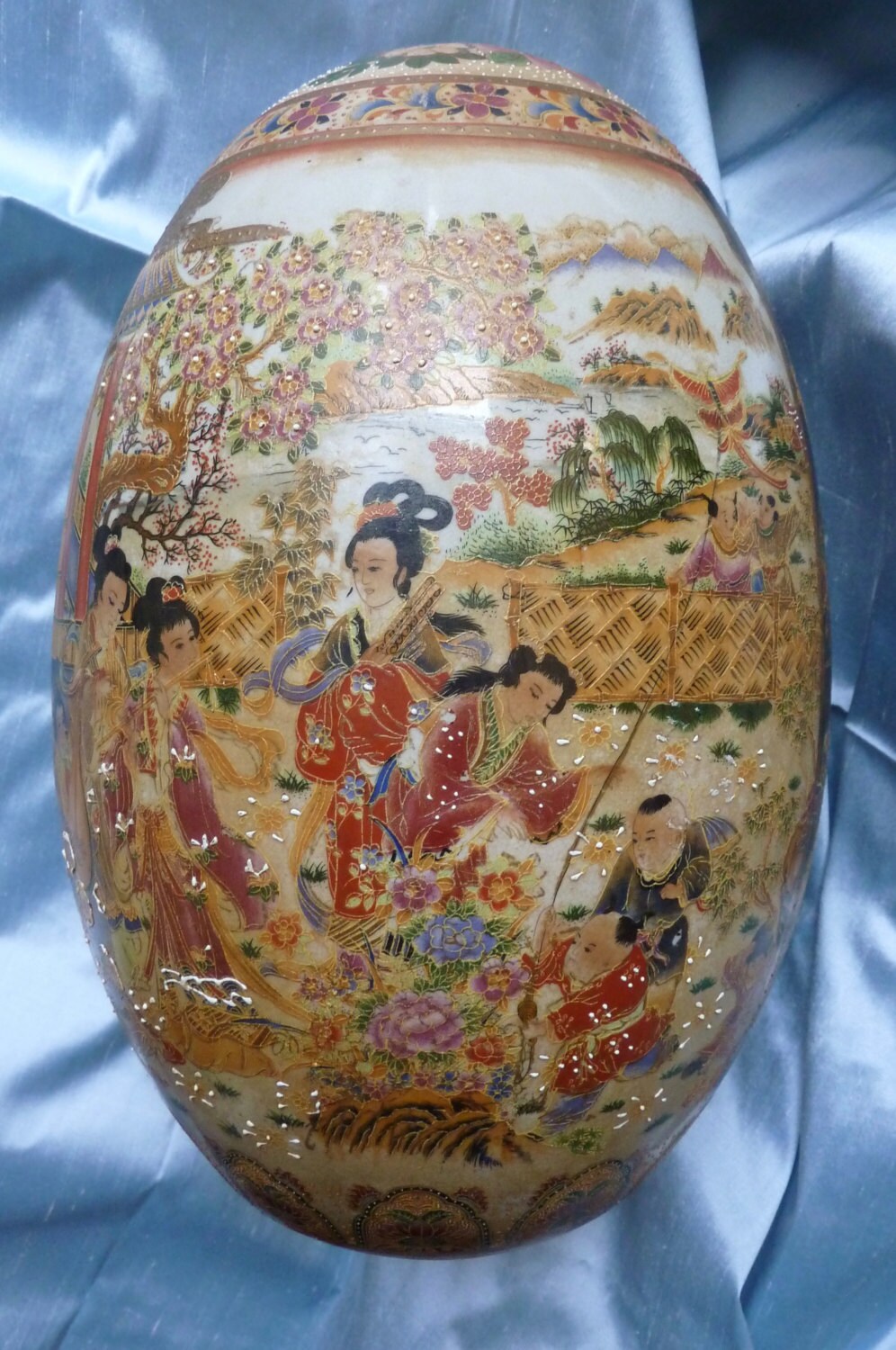 Vintage Satsuma Egg Large Satsuma 12 Inches Tall Meiji