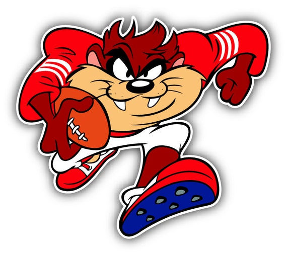 Taz Football Player Cartoon Car Bumper Sticker Decal by slonotop