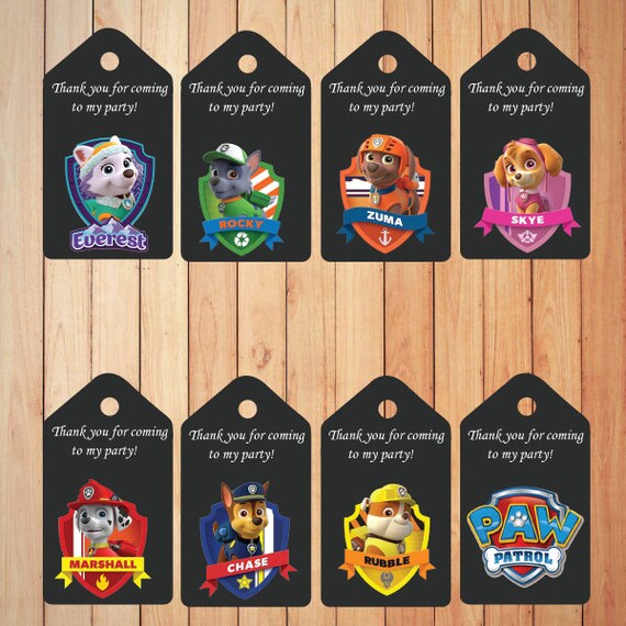 SALE80% Paw Patrol Thank You Tags-Digital Paw by PrintAtHomeDesign